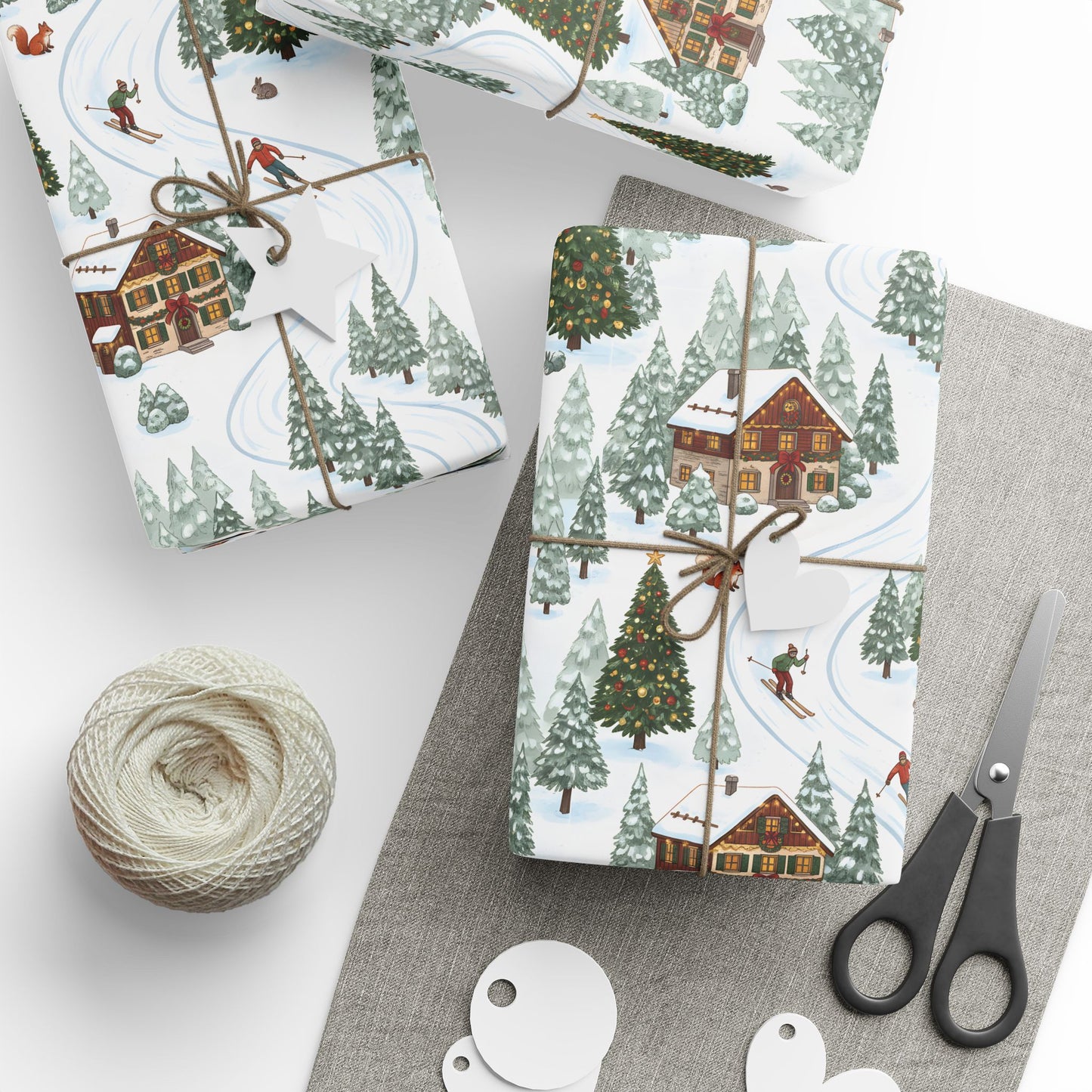 Holiday Ski Run Wrapping Paper: Alpine Christmas Gift Wrap