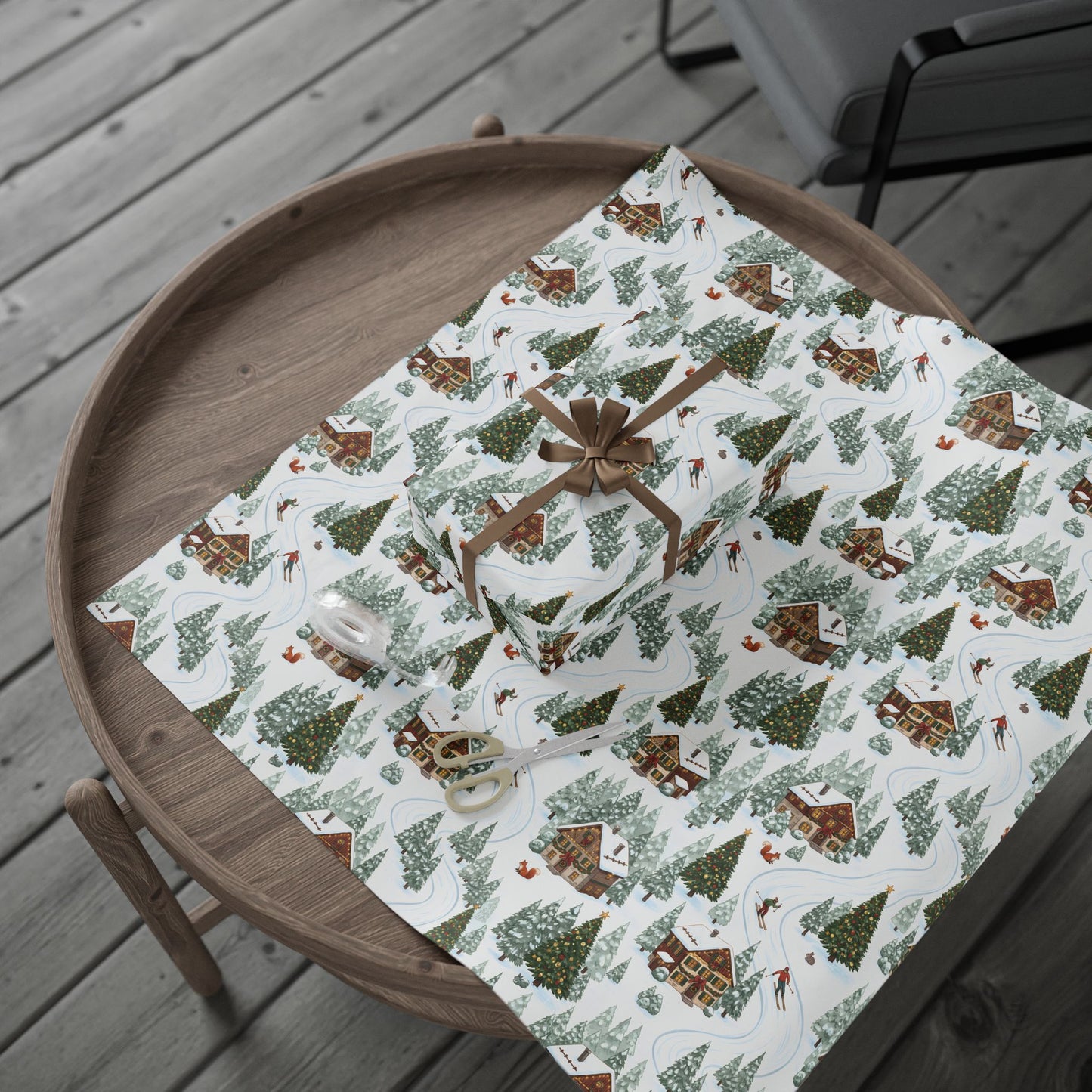Holiday Ski Run Wrapping Paper: Alpine Christmas Gift Wrap