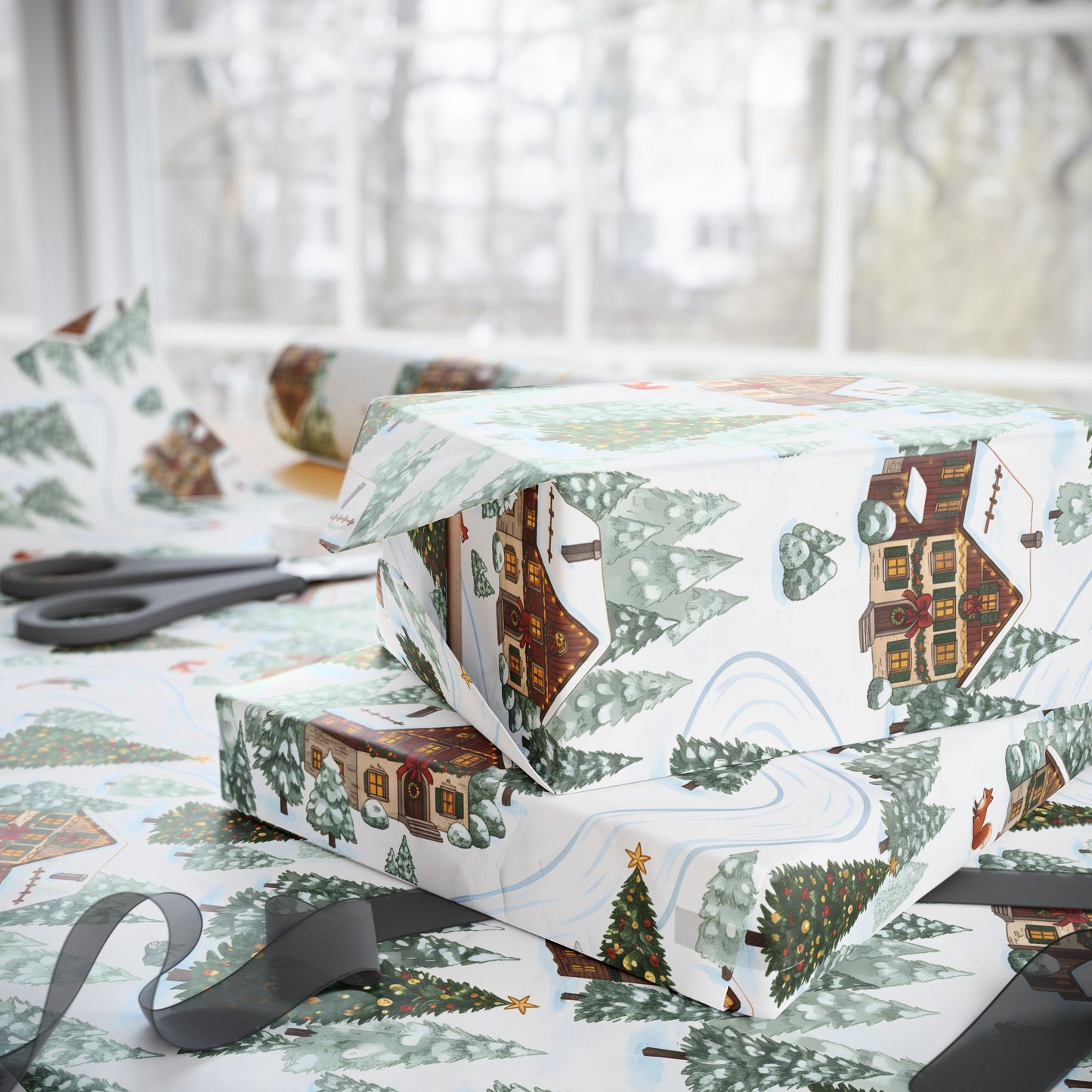 Holiday Ski Run Wrapping Paper: Alpine Christmas Gift Wrap