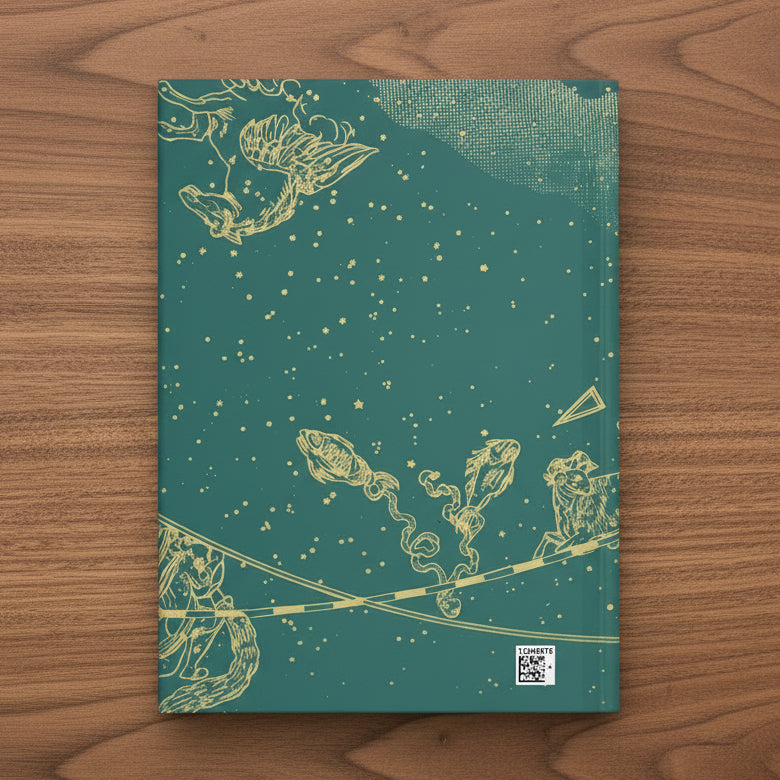 Journal with zodiac constellation design on a teal background