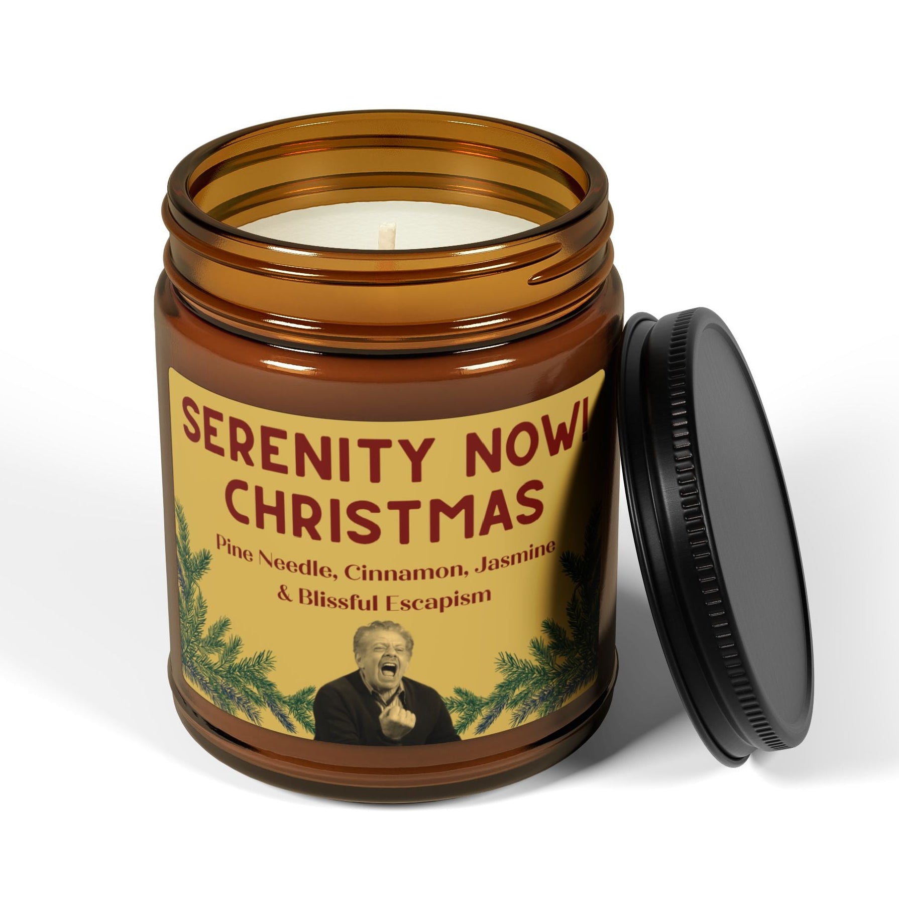 Scented candle in an amber jar and black metal lid 9oz