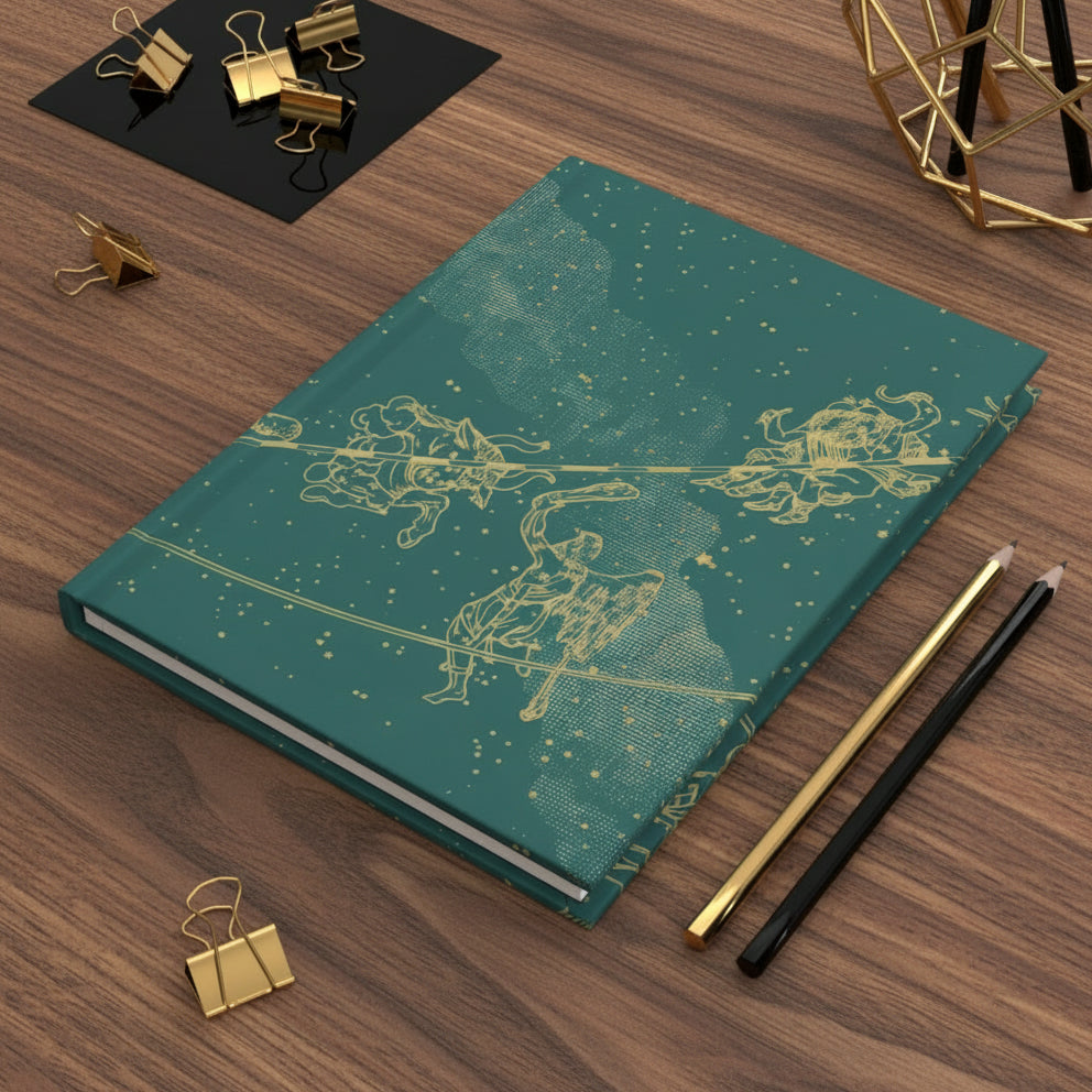 Constellation hardcover notebook with celestial zodiac design on cover