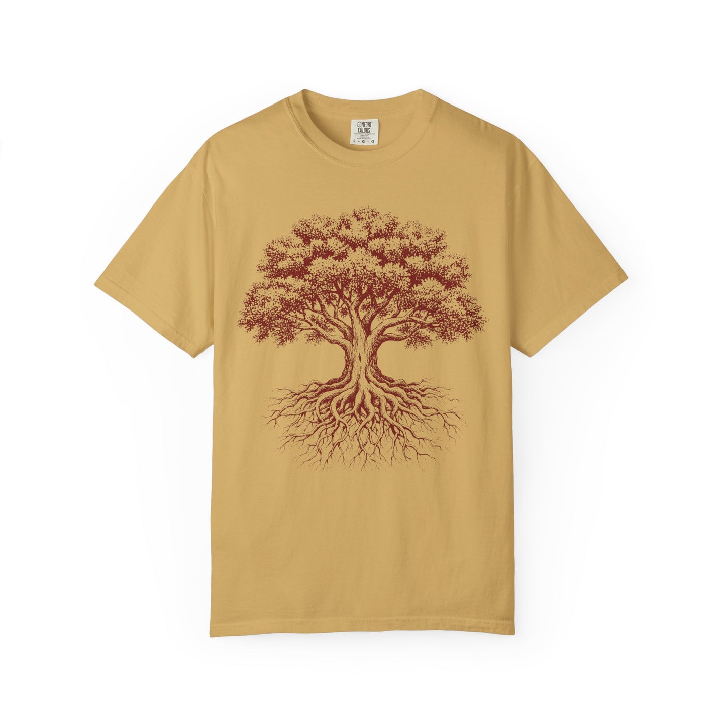 Nature inspired t-shirt featuring ancient oak tree artwork