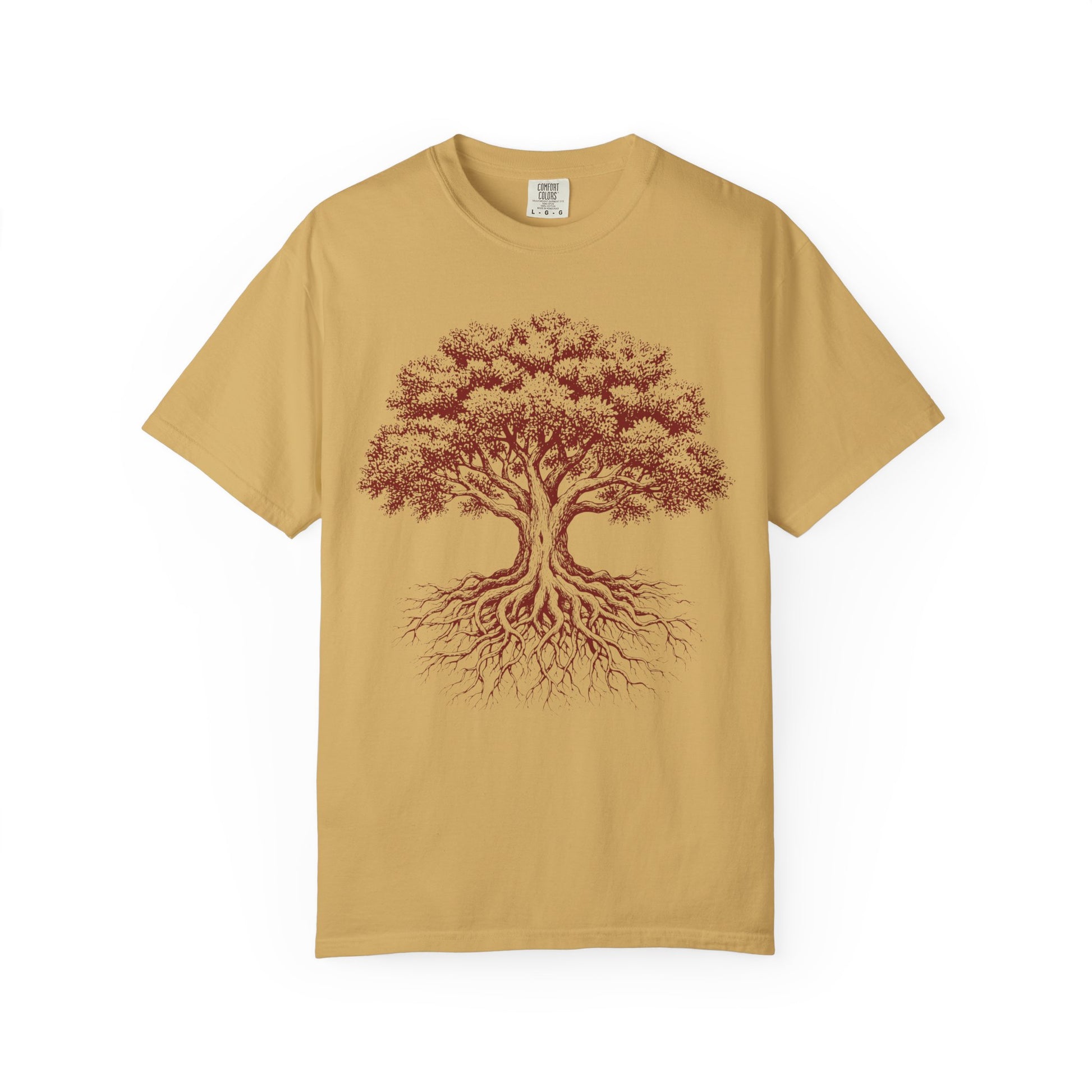 Nature inspired t-shirt featuring ancient oak tree artwork