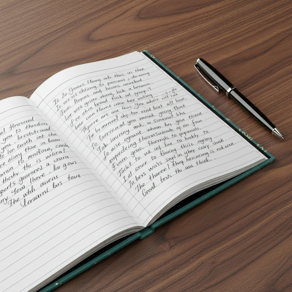 Celestial zodiac journal showing ruled lined pages inside